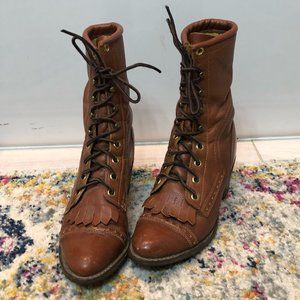 Vintage Capezio Leather Lace Up Ankle Boots
